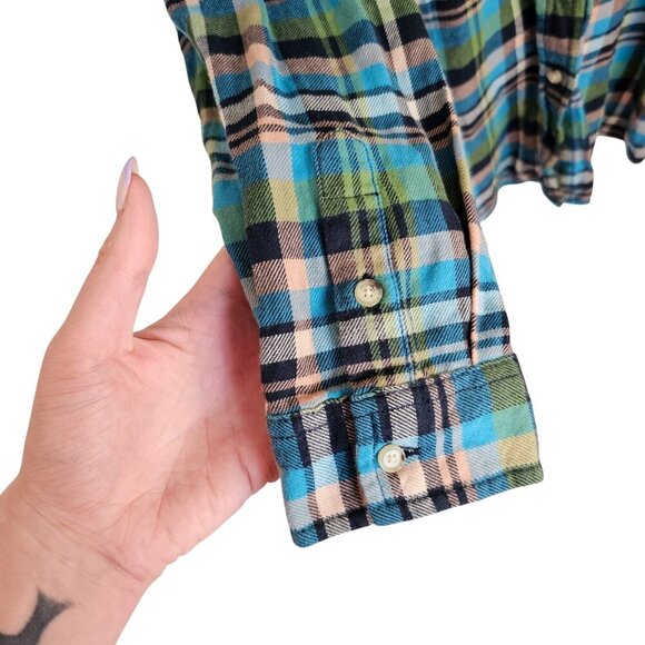 Wilfred Aritzia Blue Green Collared Long Sleeve Button Down Top Sz M - Picture 4 of 10